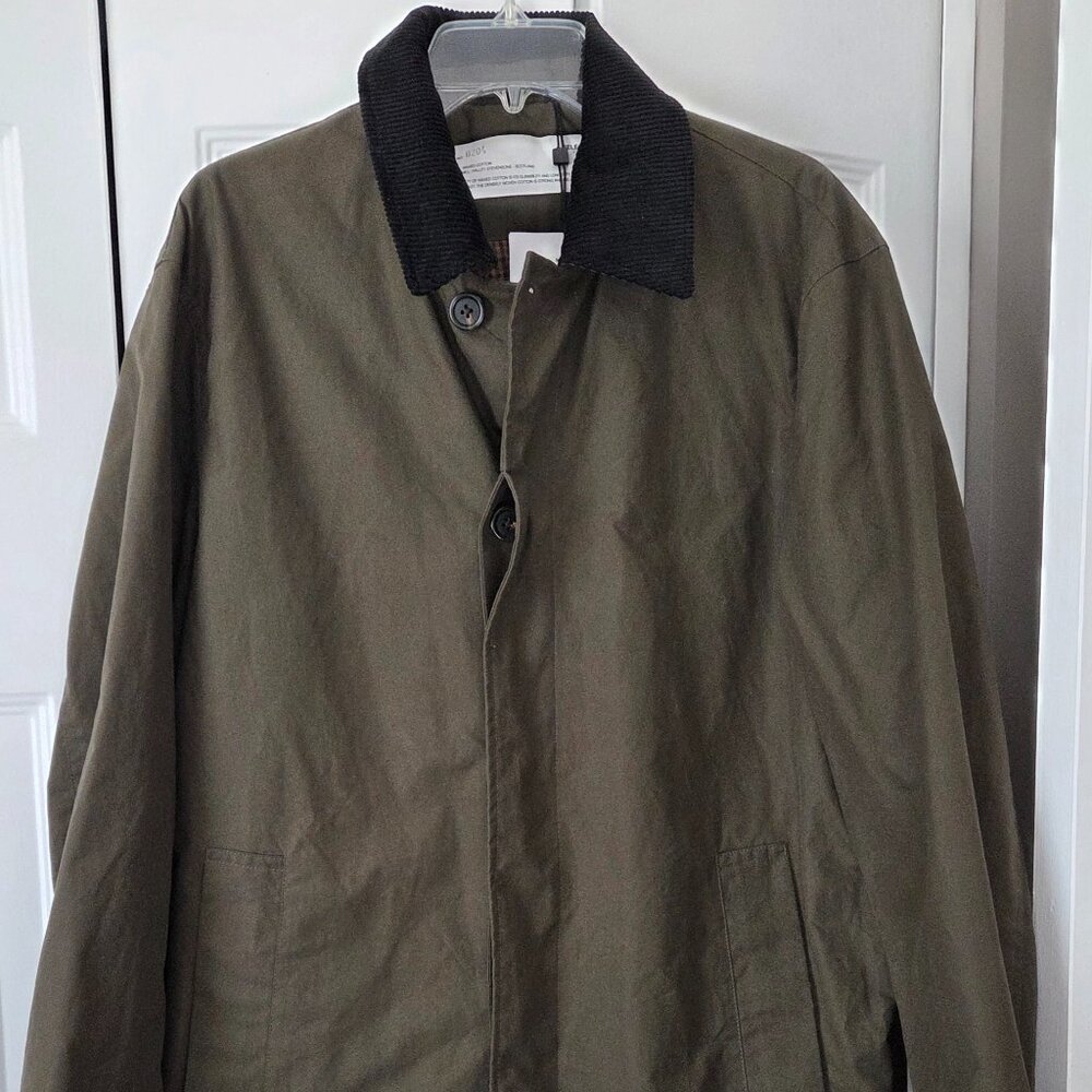 Selected Homme Waxed Coat - Full length Olive Green (Brand New) - Euro Large-